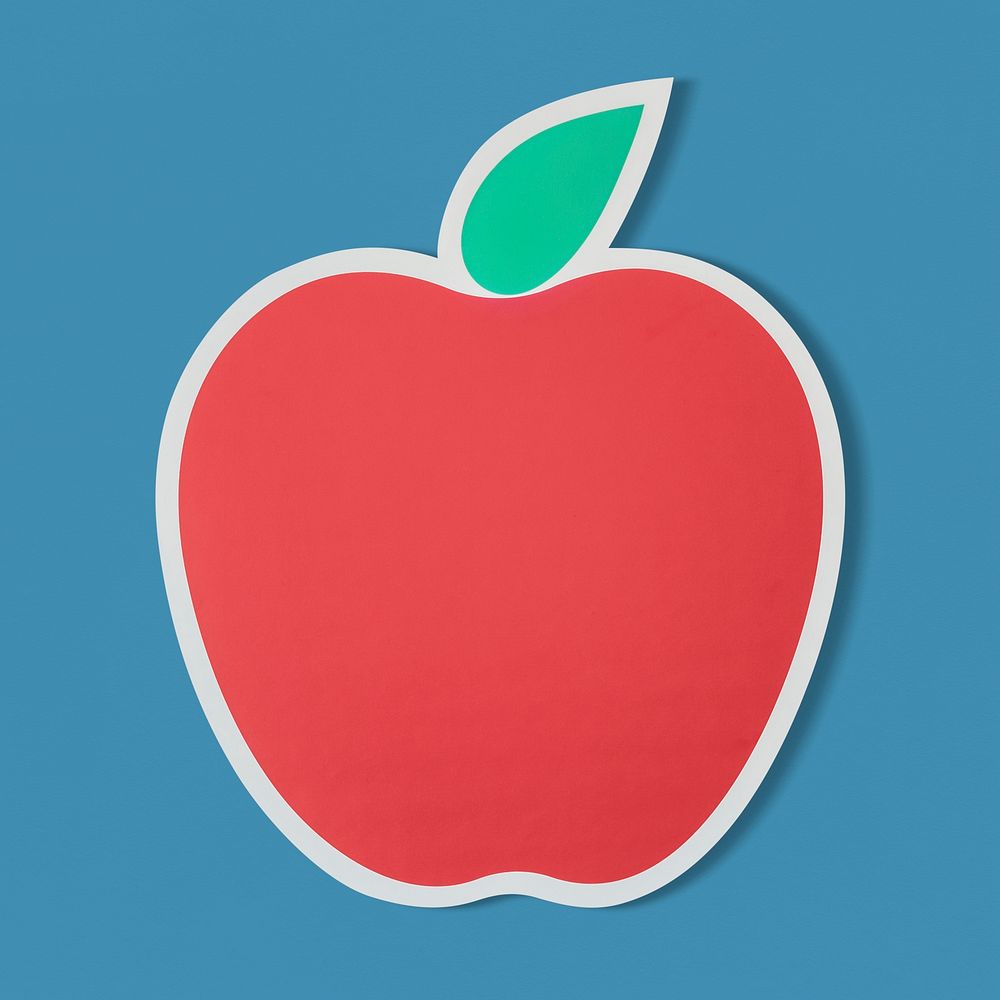 Red apple icon with leaf