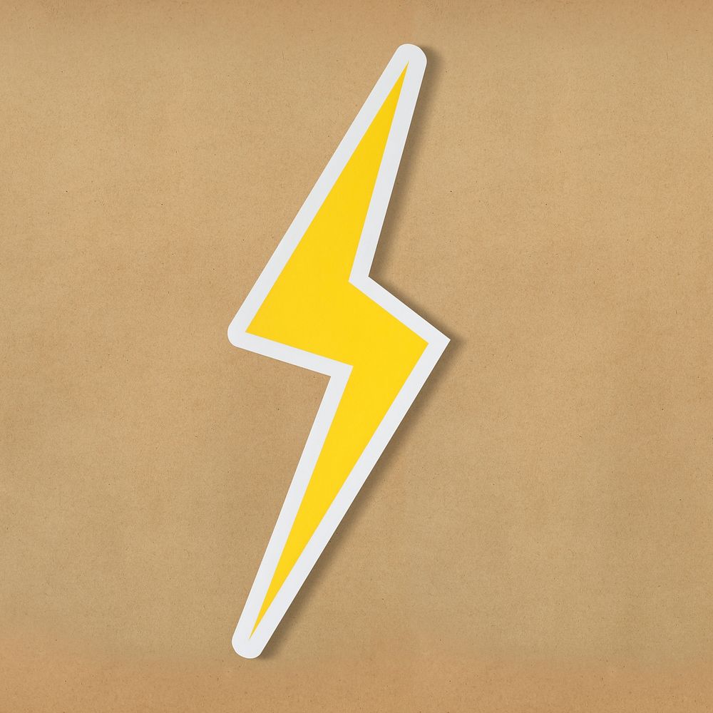 Yellow electric lightning bolt icon