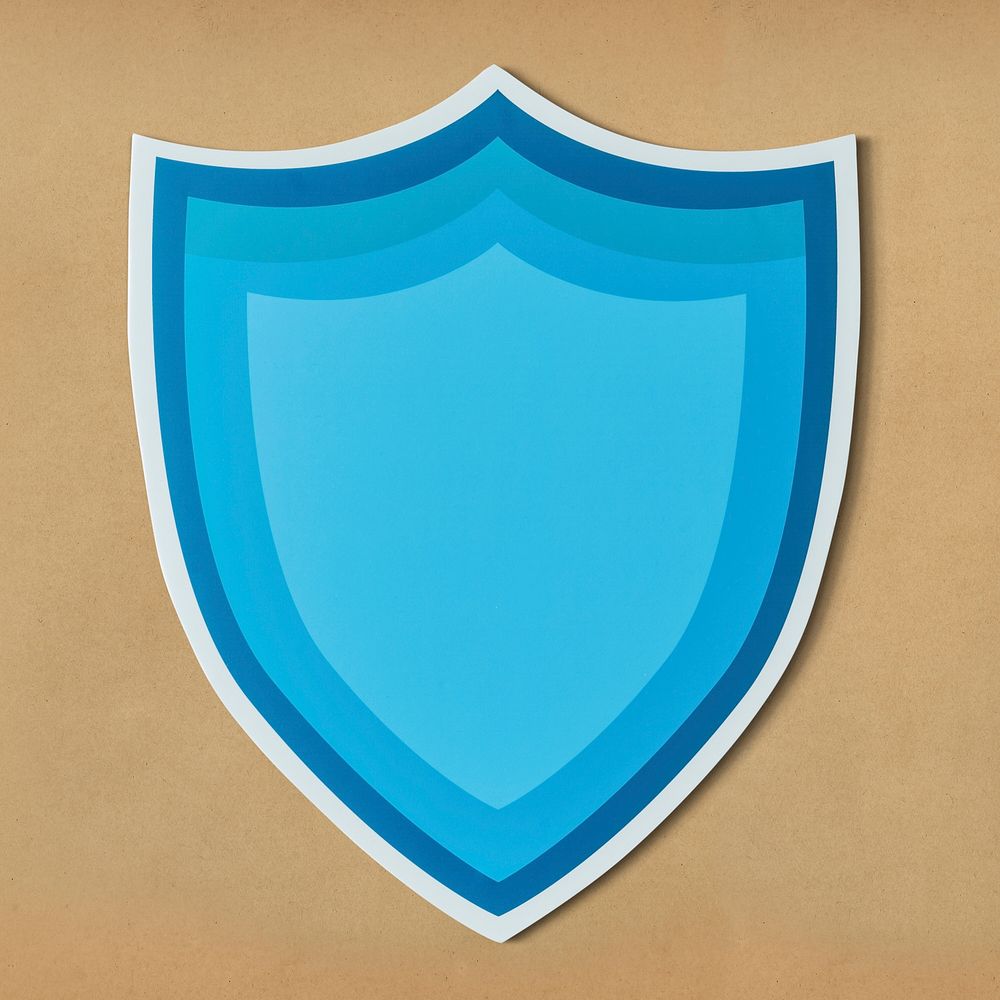 Blue protection shield icon isolated