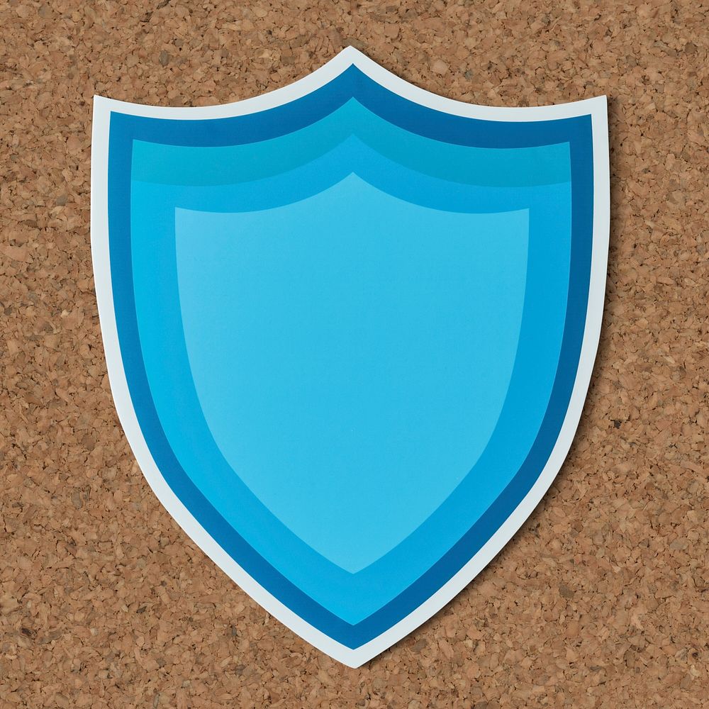 Blue protection shield icon isolated