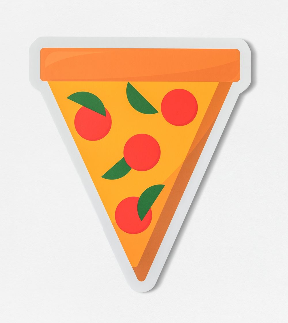 Delicious pizza icon on white background