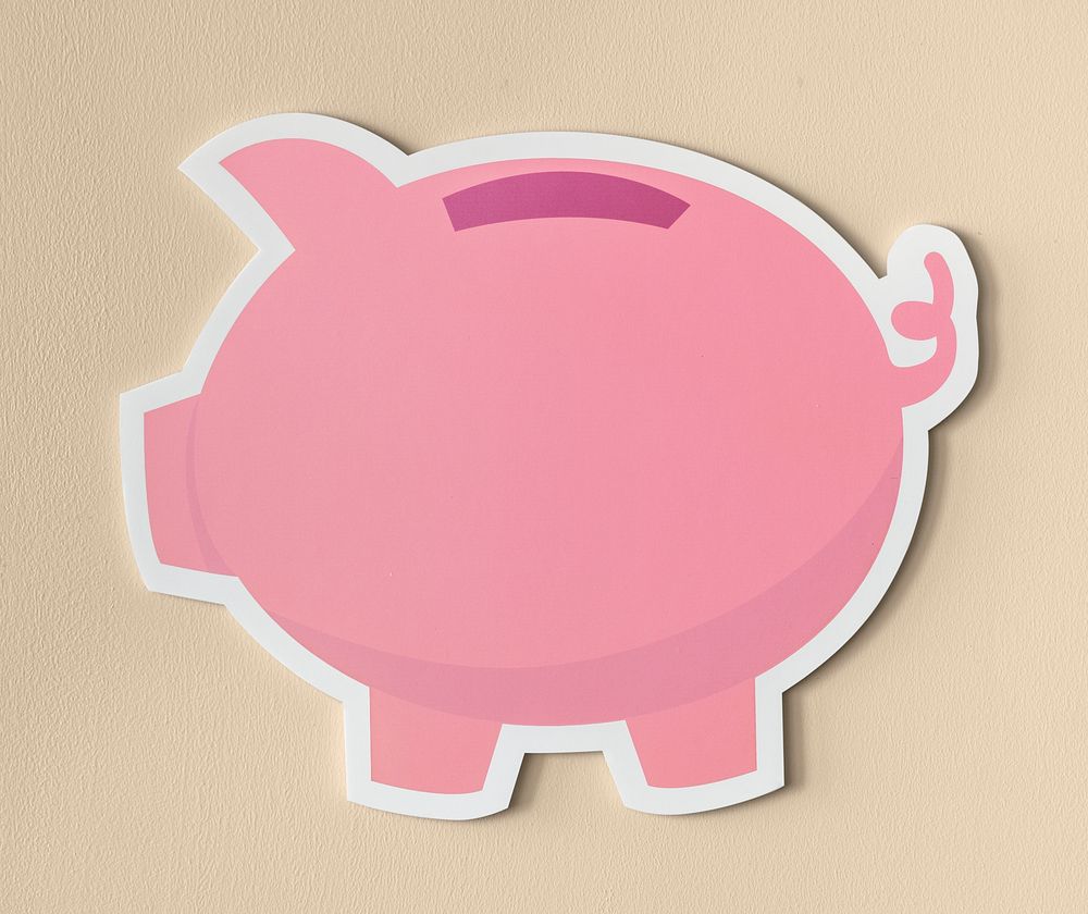 Pink piggy bank savings icon