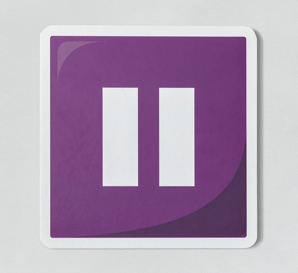 Purple pause button music icon
