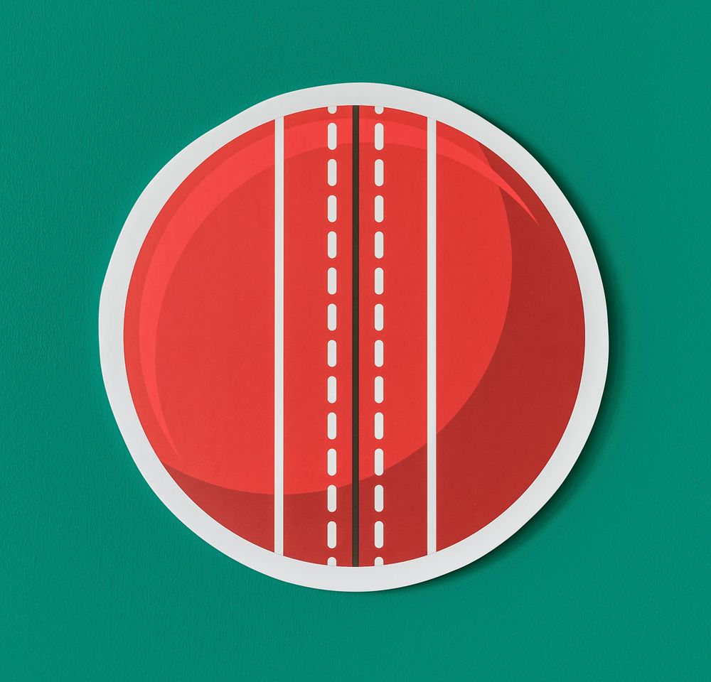 Round red cricket ball icon