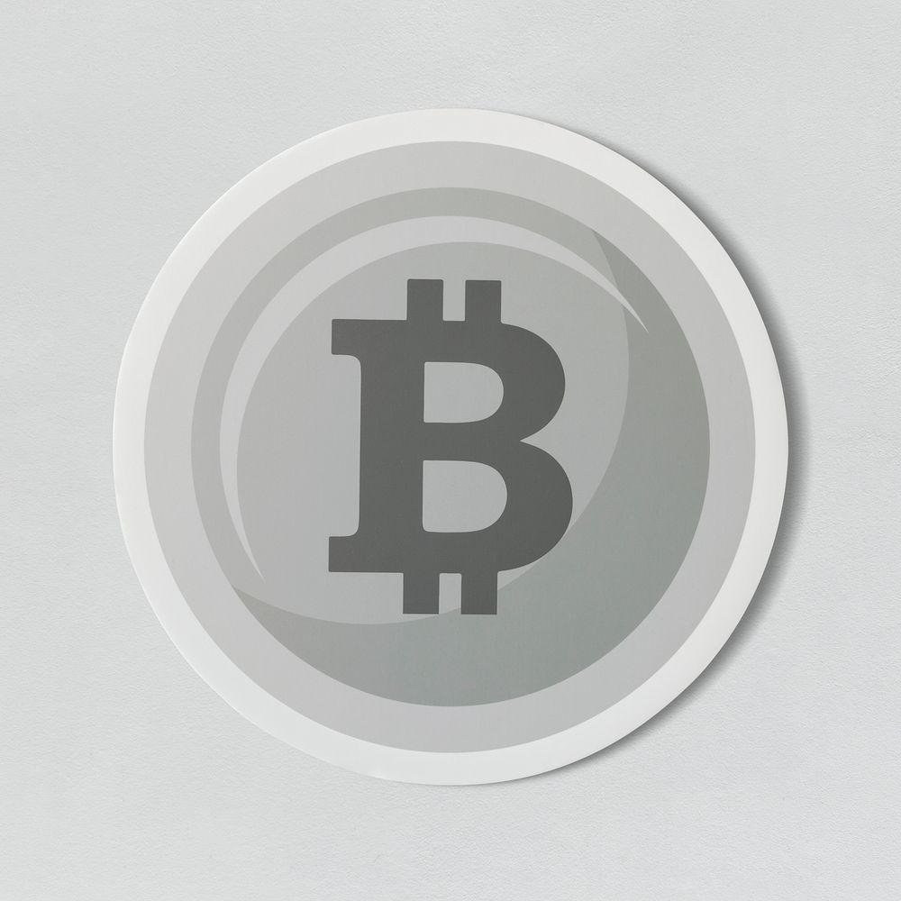 Silver bitcoin cryptocurrency icon isolated