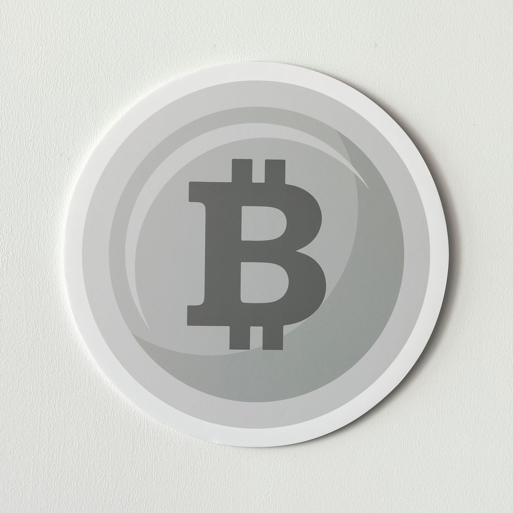 Silver bitcoin cryptocurrency icon isolated