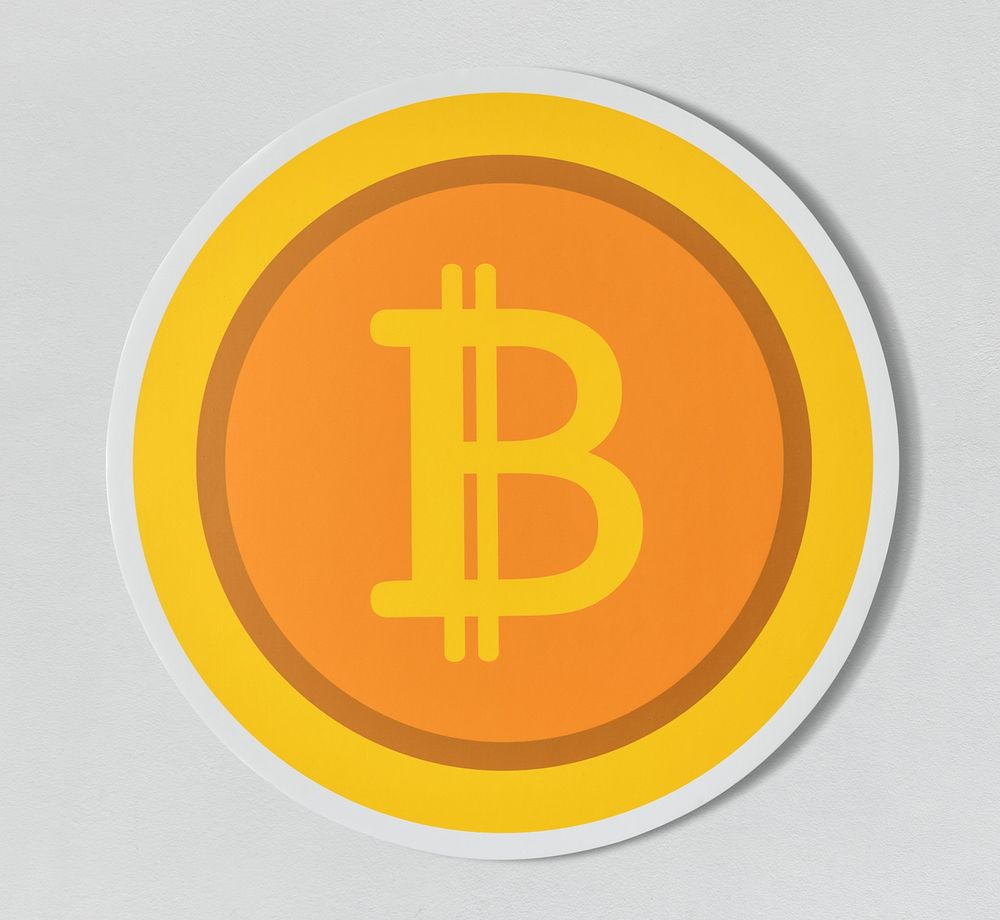 Golden bitcoin cryptocurrency icon isolated