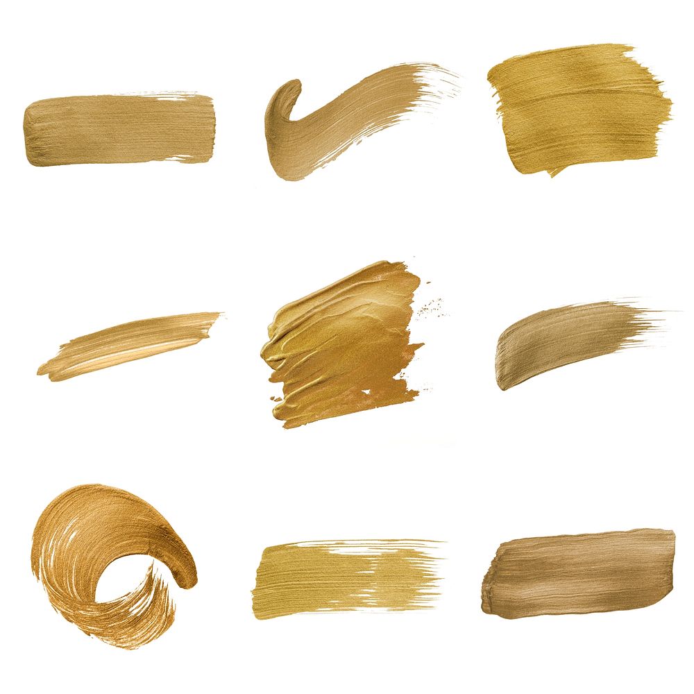 Golden shimmery brush stroke badges