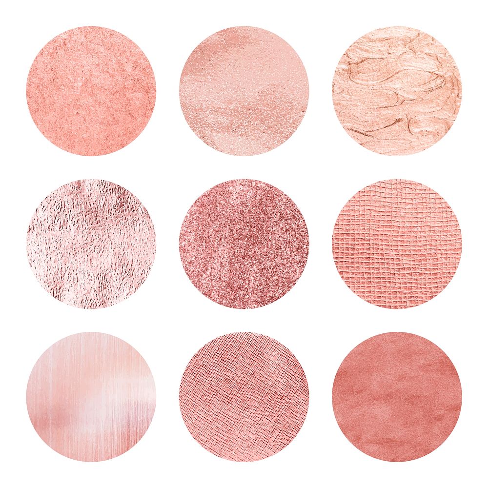 Set of round pink texture vectors