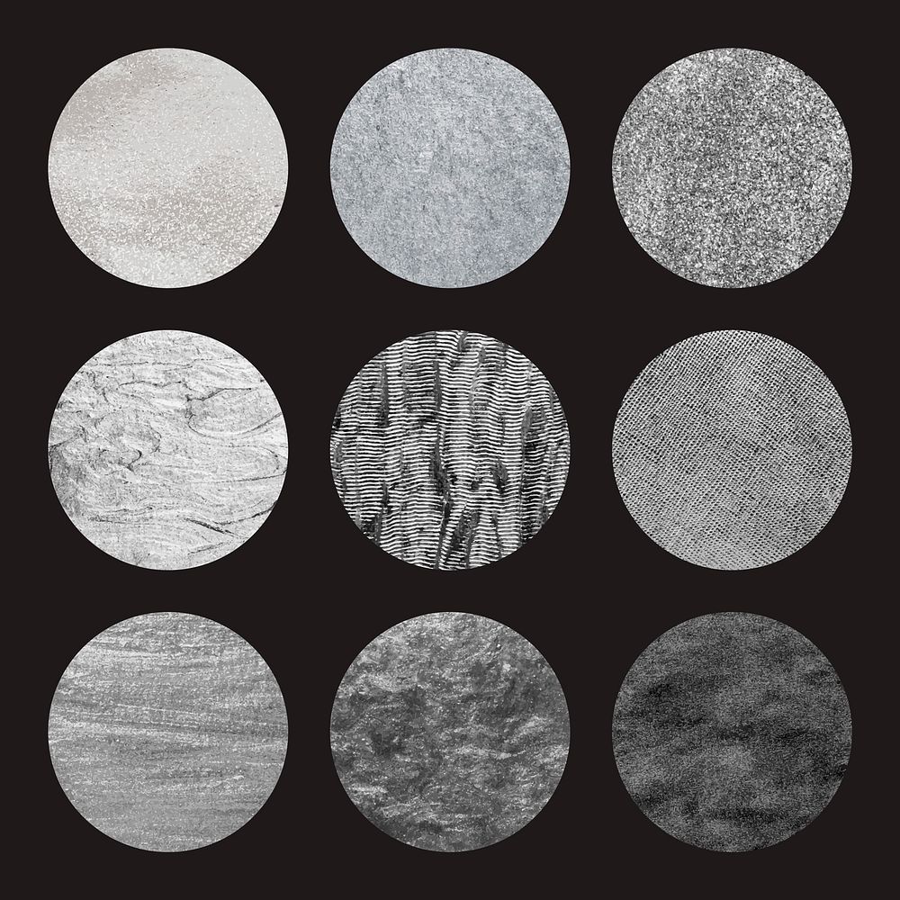 Set of round gray texture vectors