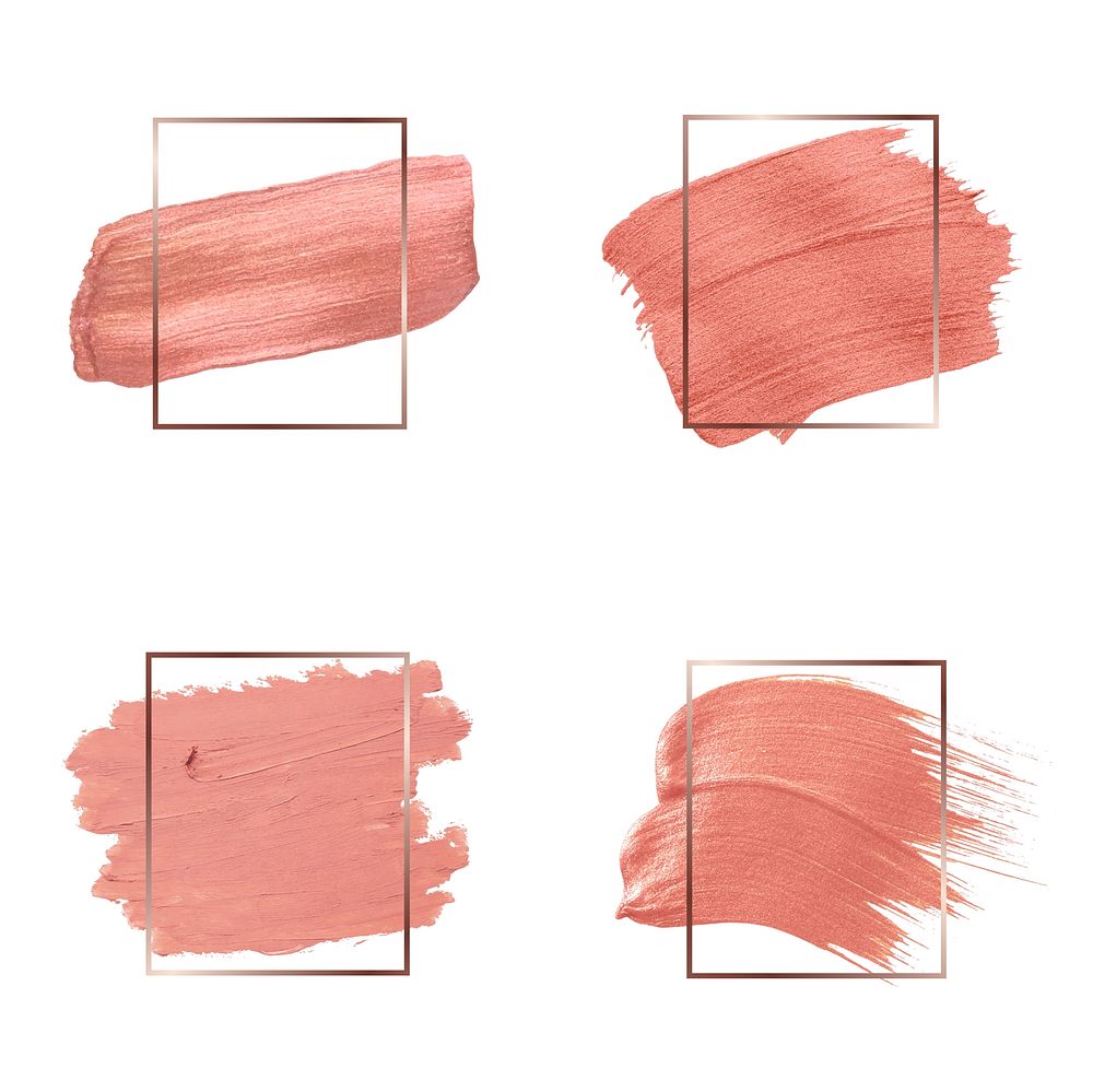 Set of pink brush stroke badge vectors