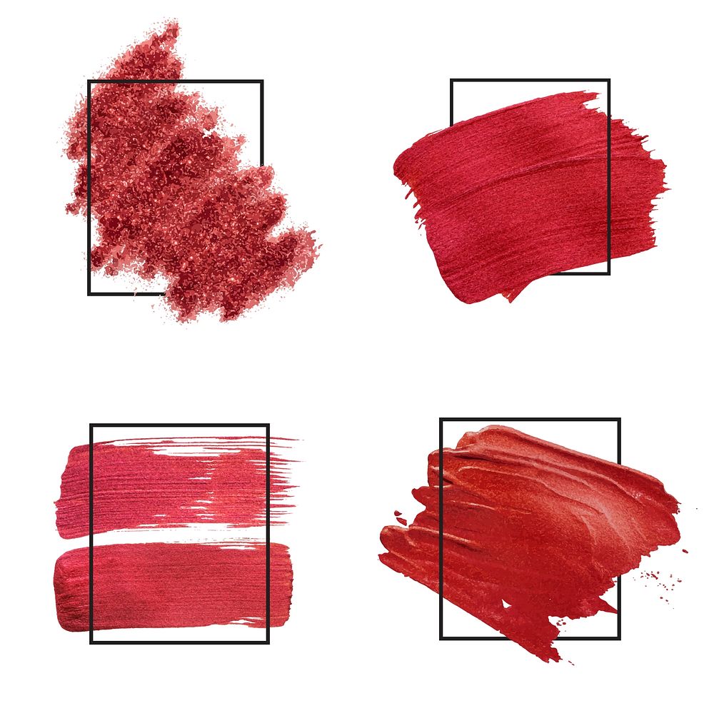 Set of red brush strokes vector