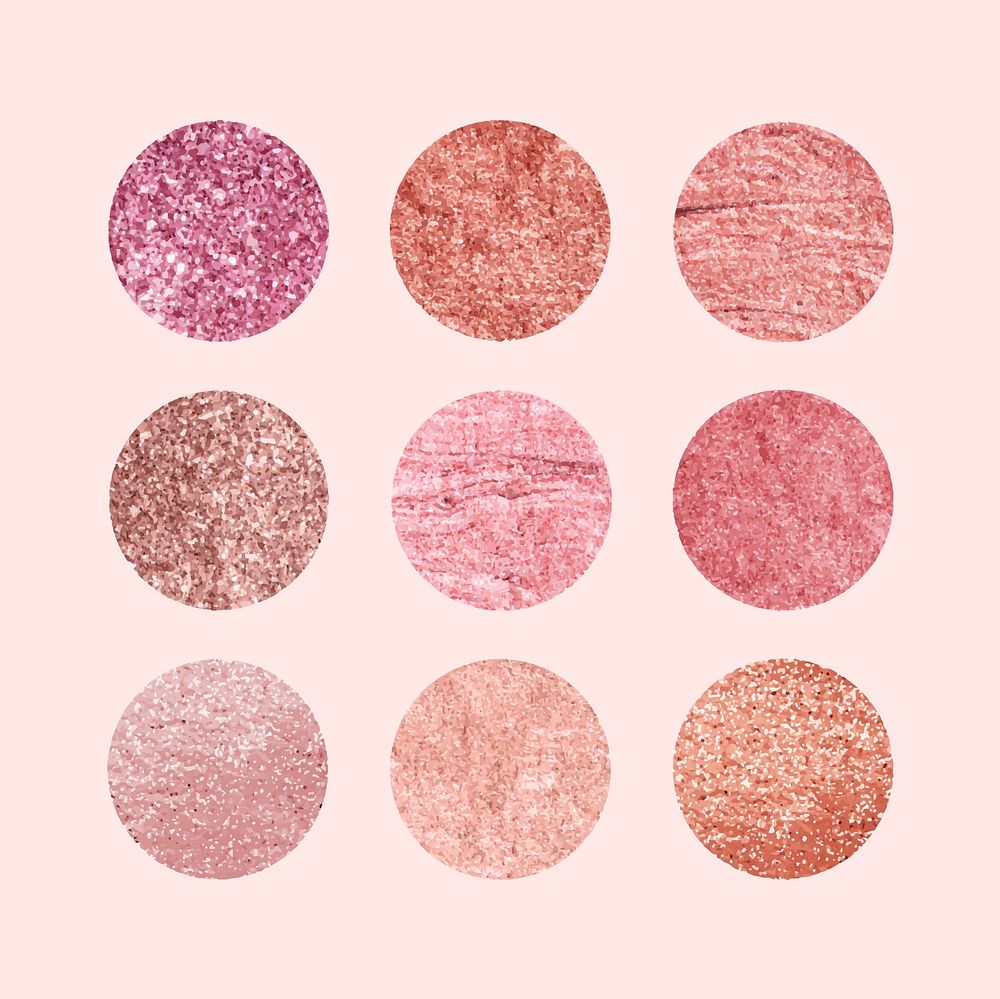 Set of round pink texture vectors
