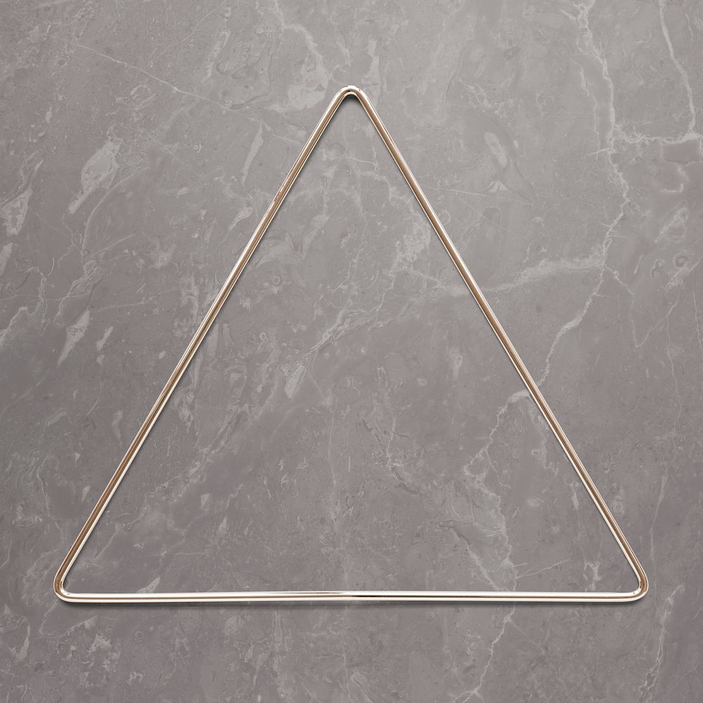 Triangle gold frame on brown marble texture background