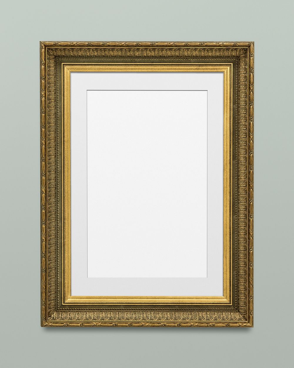 Vintage rectangle gold picture frame mockup illustration