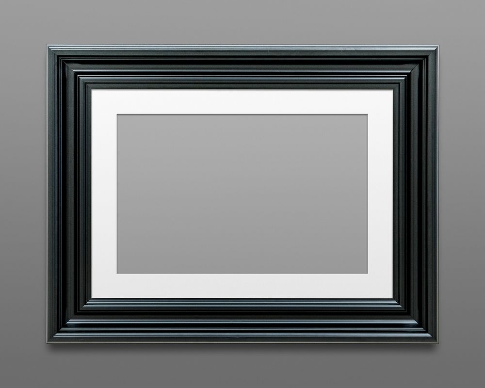Metallic blue picture frame mockup illustration