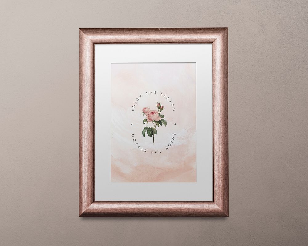 Metallic pink picture frame mockup illustration