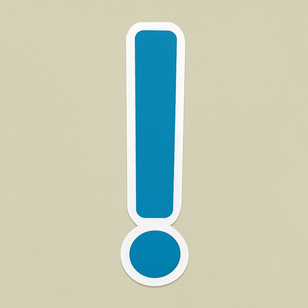 Blue exclamation mark ! icon isolaate
