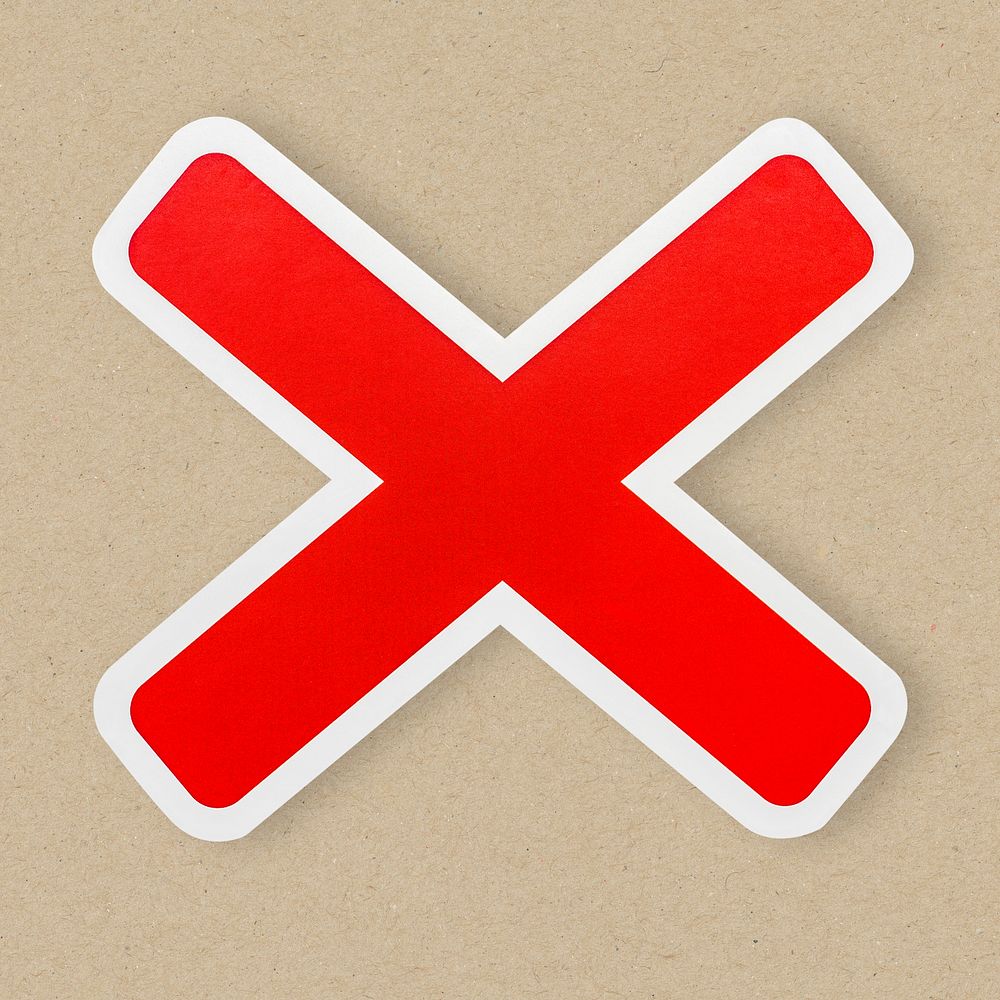 Red wrong cross icon isolated