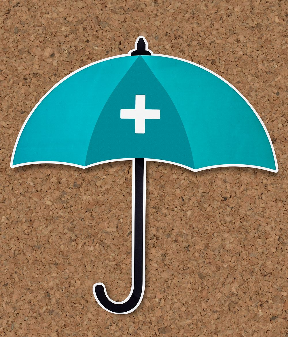 Blue protection umbrella icon isolated