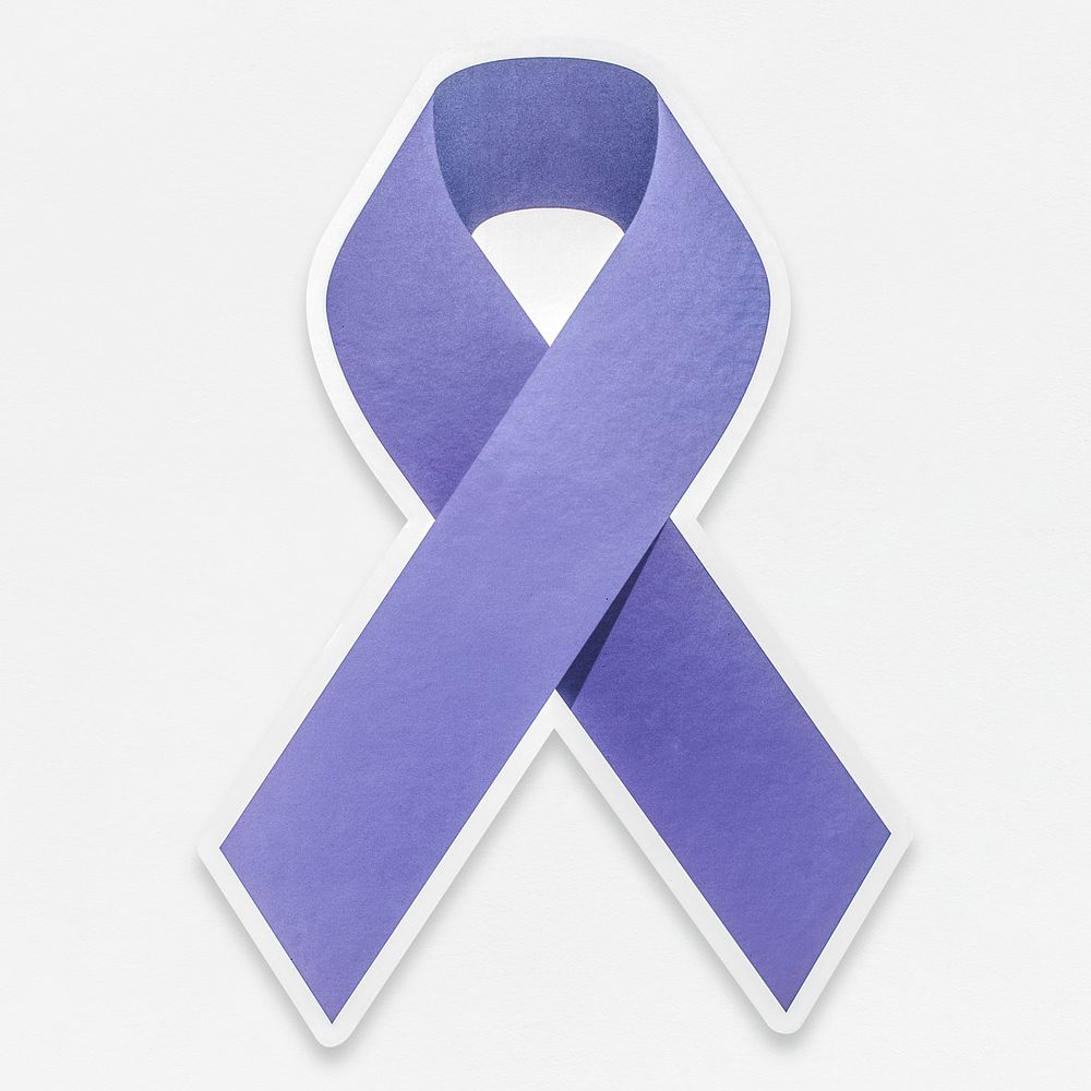 Purple ribbon awareness icon isolated