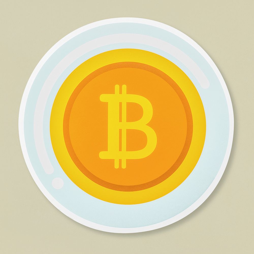 Golden bitcoin icon isolated