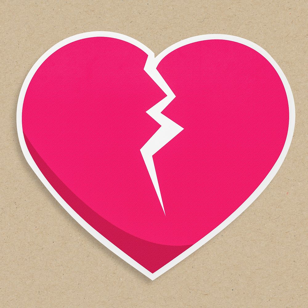 Broken heart icon isolated