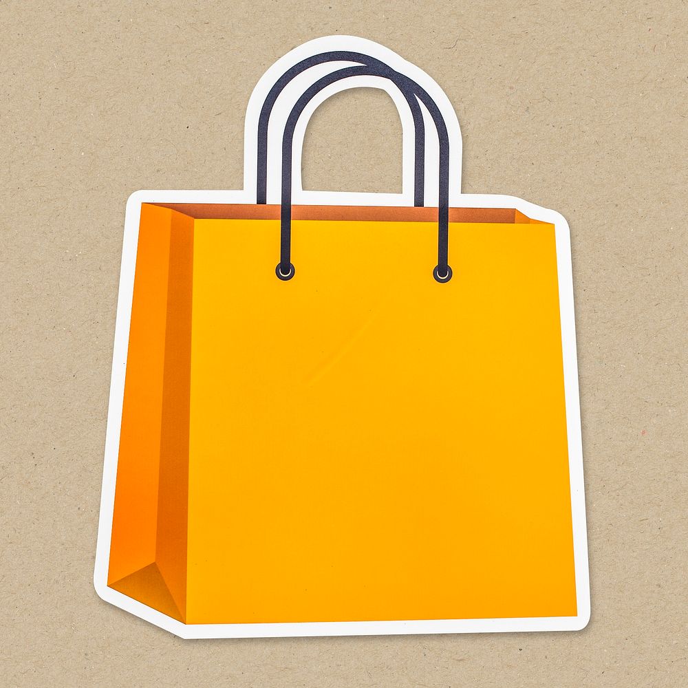 Yellow shopping bag icon isolated