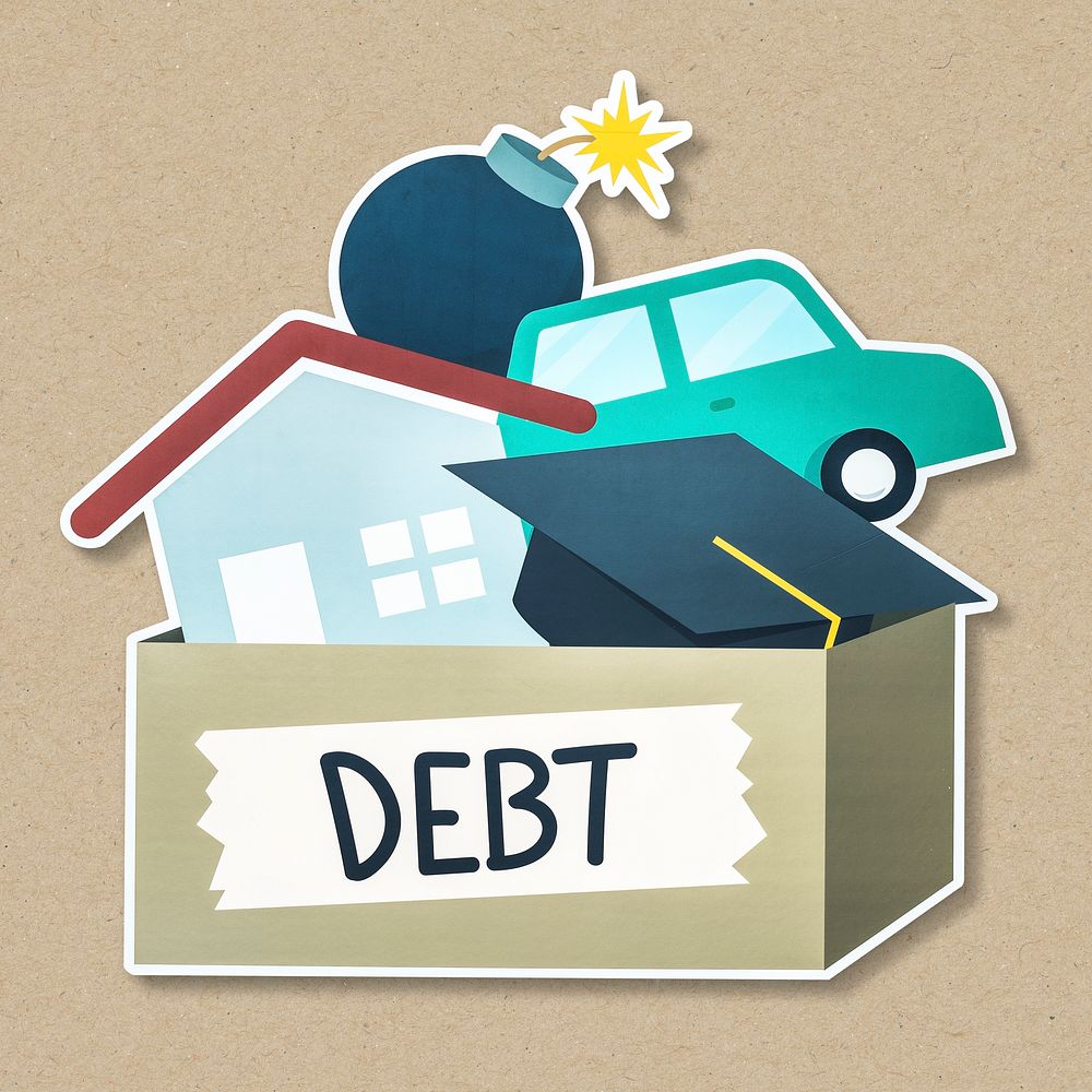 The word debt typography vector