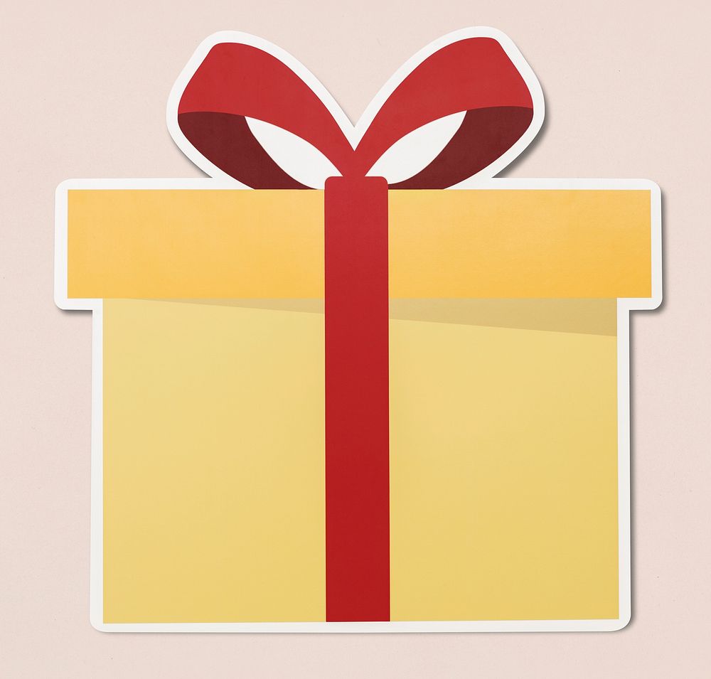 Gift icon with red ribbon vector illustration