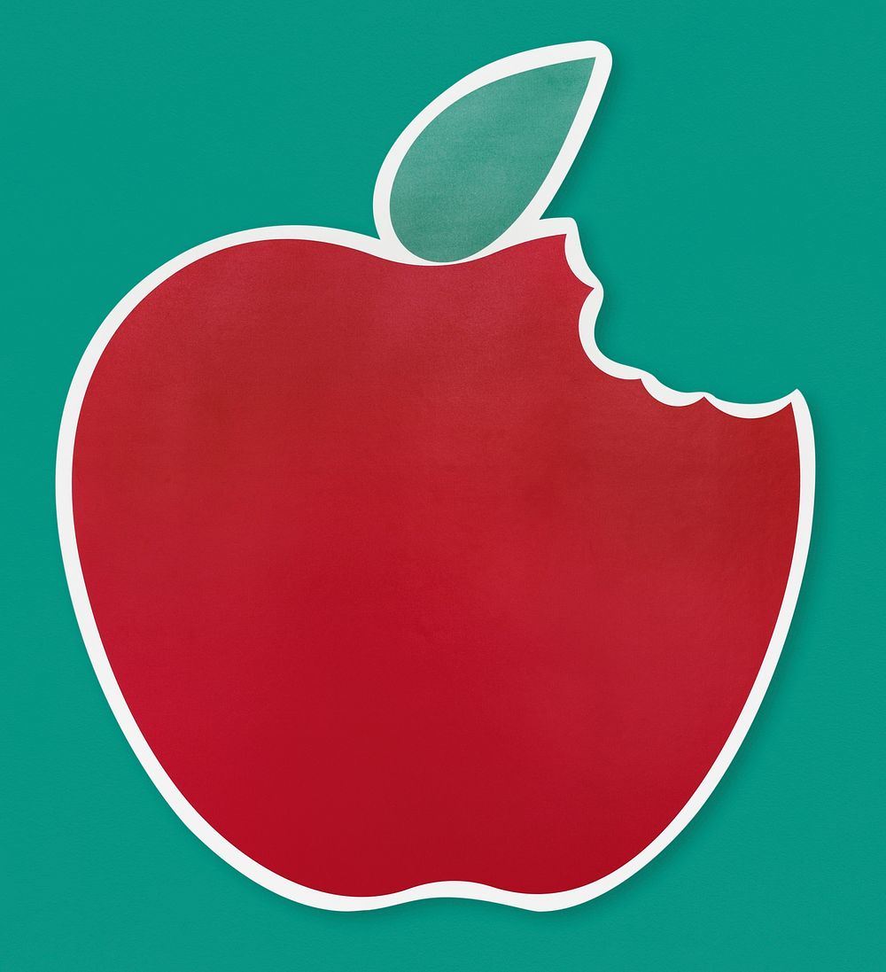 Red bitten apple icon illustration