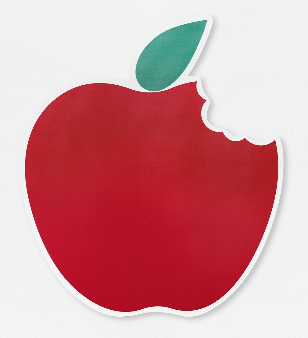 Red bitten apple icon illustration