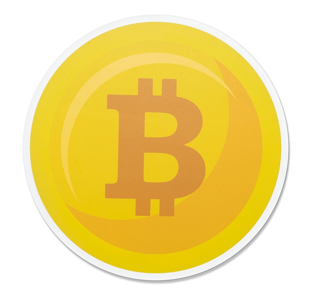 Flat golden Bitcoin icon illustration