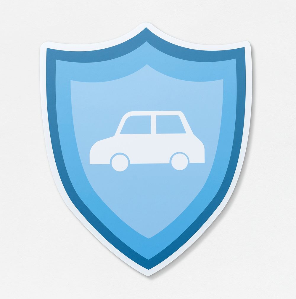 Car in a shield vector illustration icon