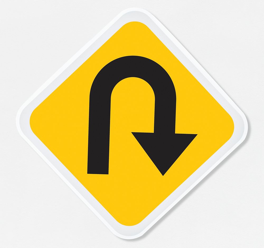 U turn road sign vector illustration