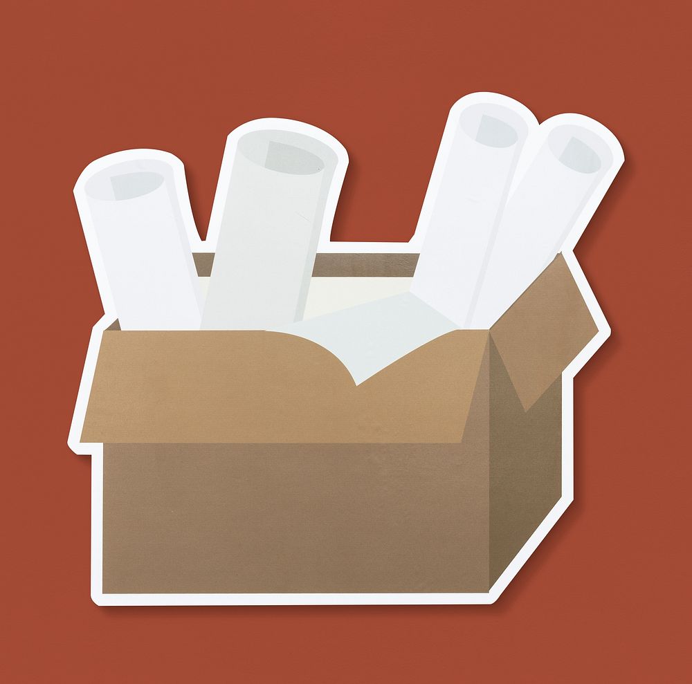 Isolated paper rolls in a box illustration icon