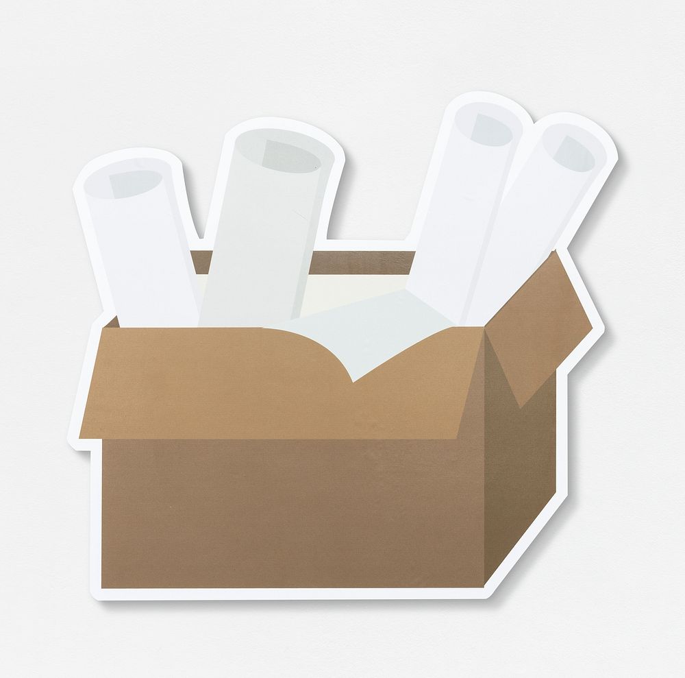 Isolated paper rolls in a box illustration icon
