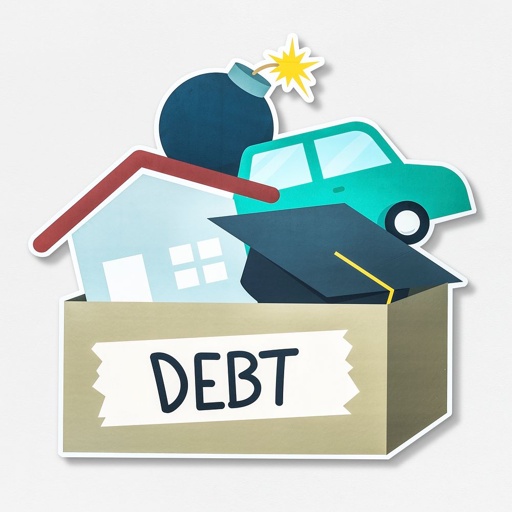 The word debt typography vector