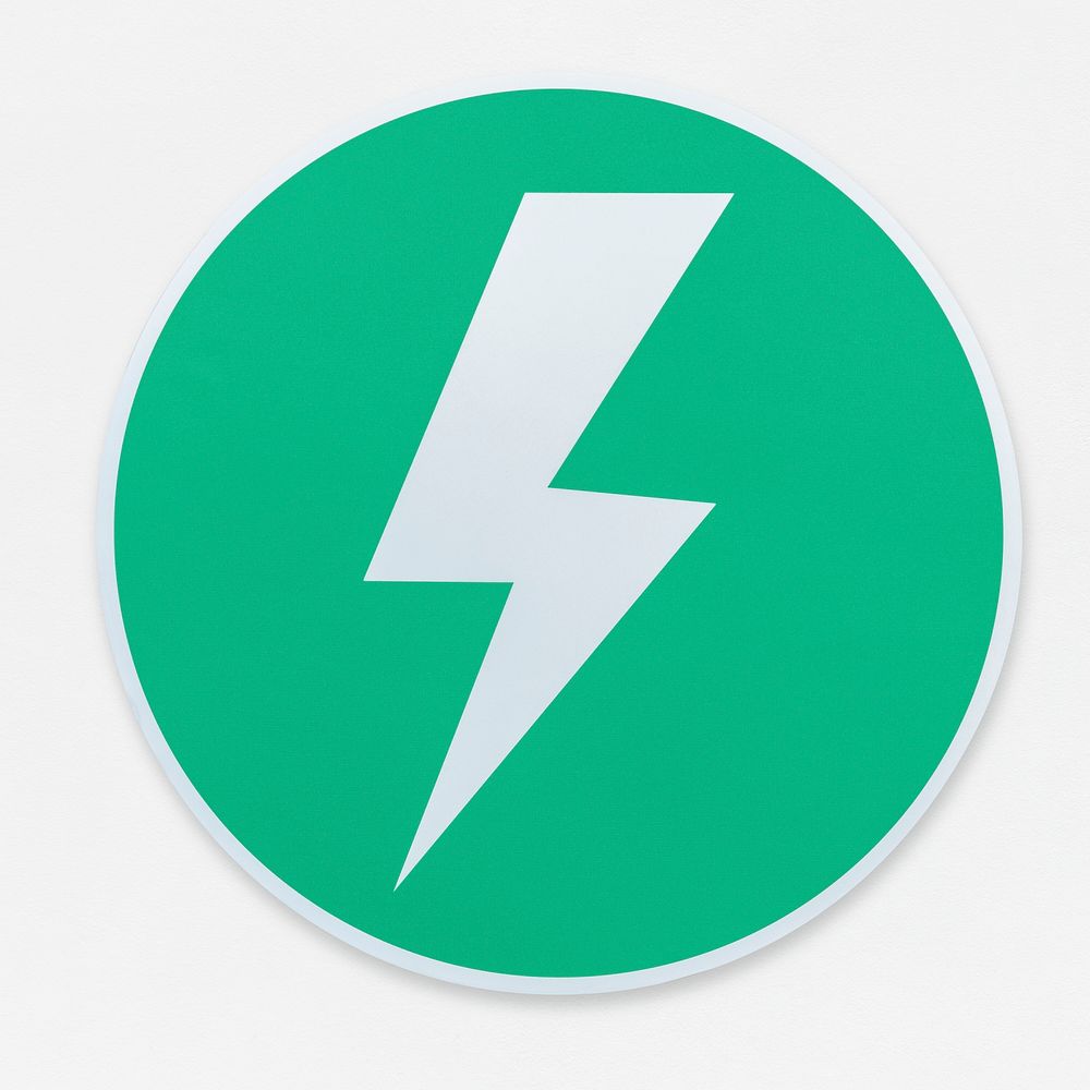 Lightning bolt in a green circle icon vector illustration