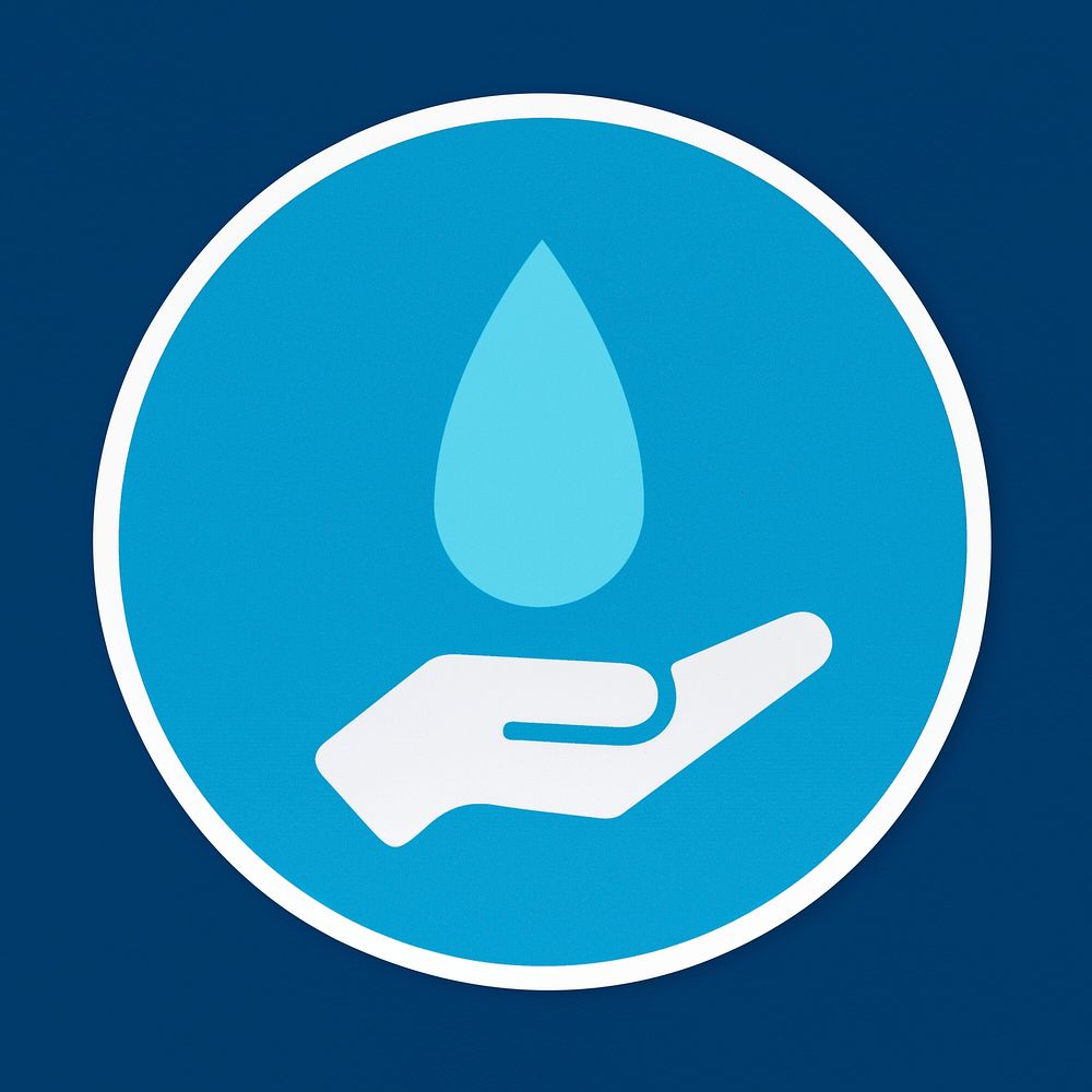 Hand under dripping water icon