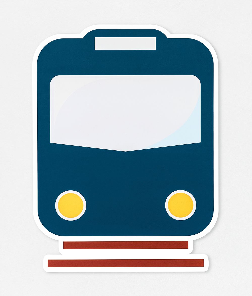 Blue train on a red railroad icon