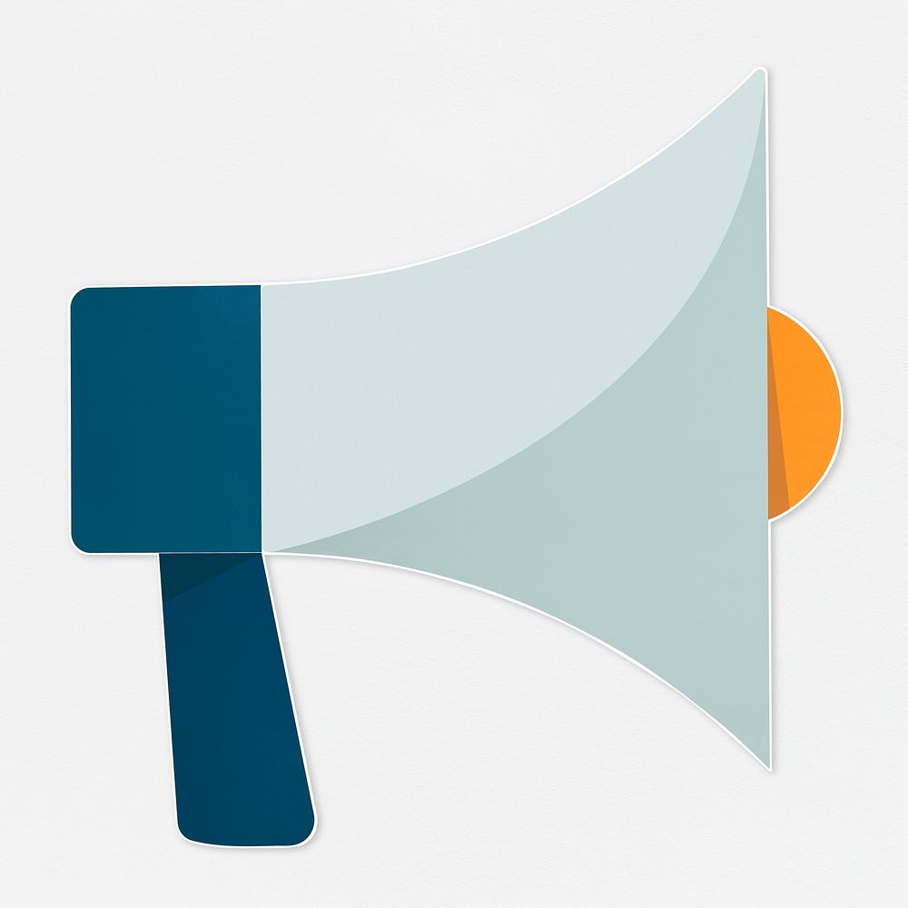 White megaphone with blue handle