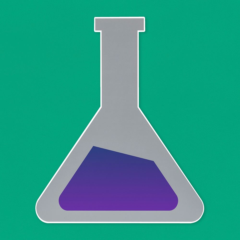 Conical flask with purple liquid icon