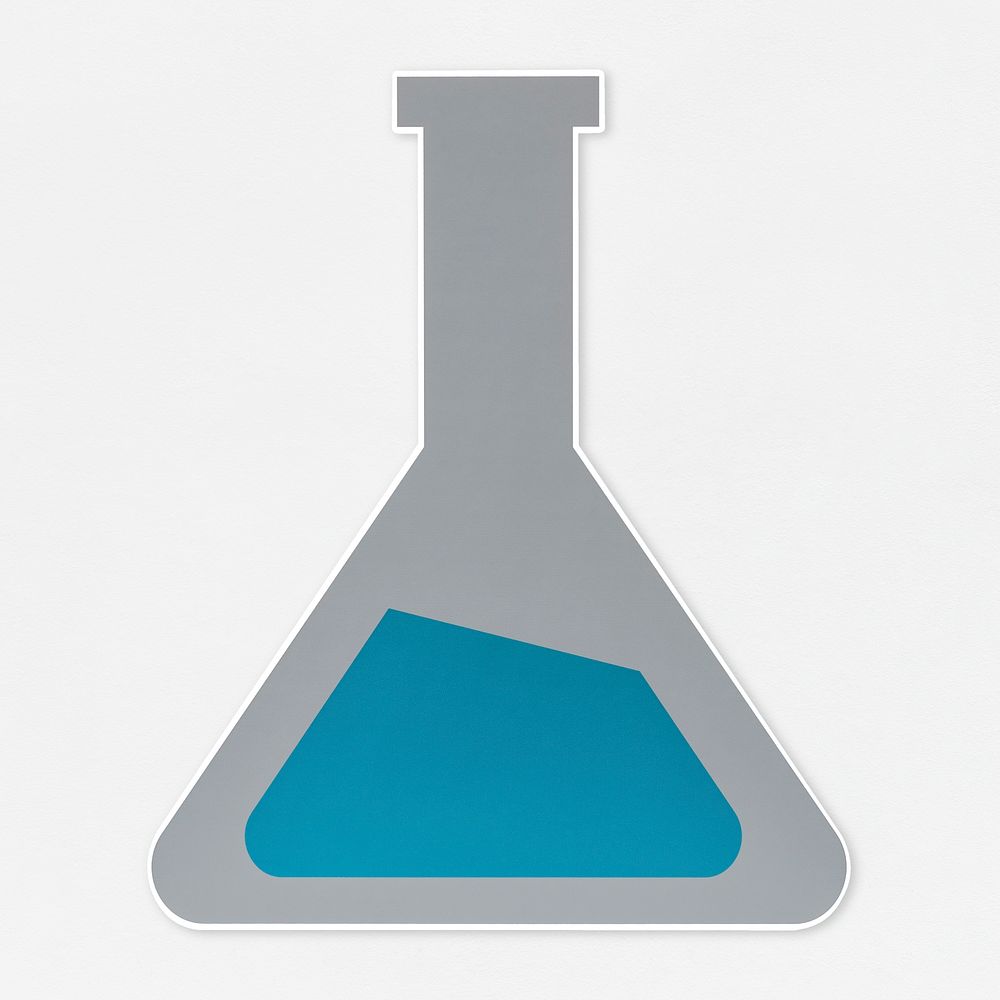 Conical flask with blue liquid icon