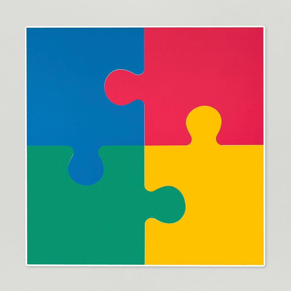 Jigsaw pieces connected as a square