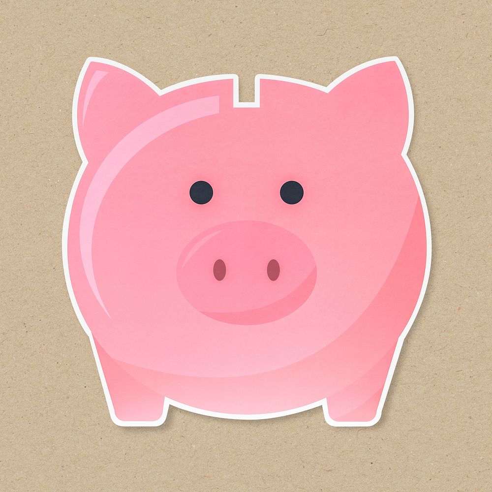 Pink piggy bank isolated on beige background