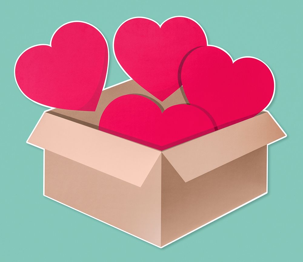Red hearts in an open box