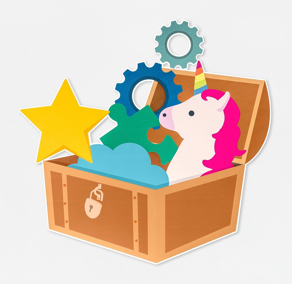 Creative idea icons in a treasure chest