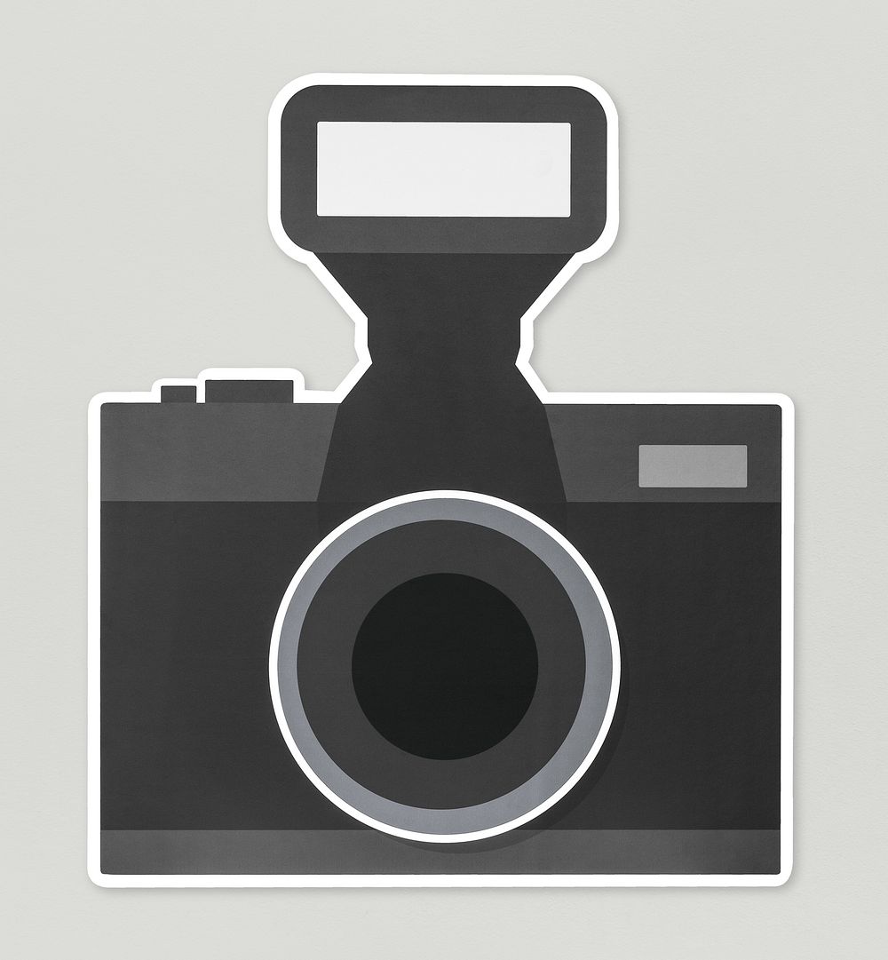 Black camera with a flash icon