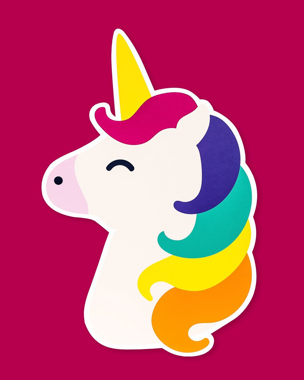 Cute unicorn with rainbow colored hair